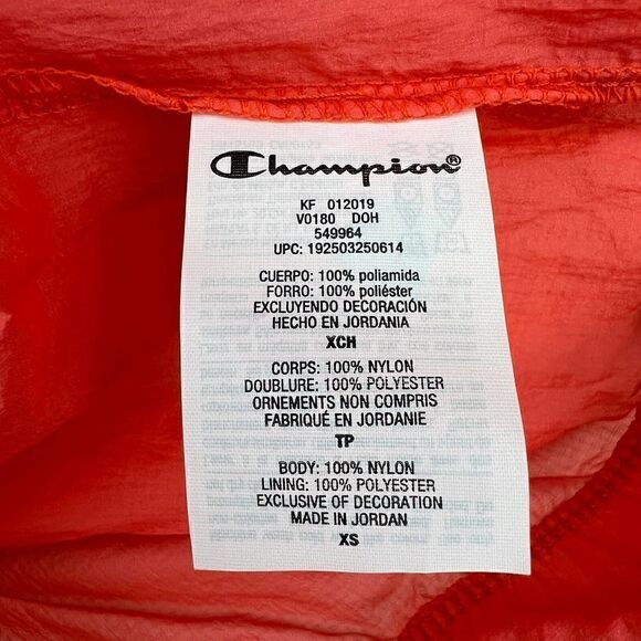 New Champion Men Unisex Red Anorak Hood Windbreaker Long Sleeve Pullover US XS - Picture 13 of 13